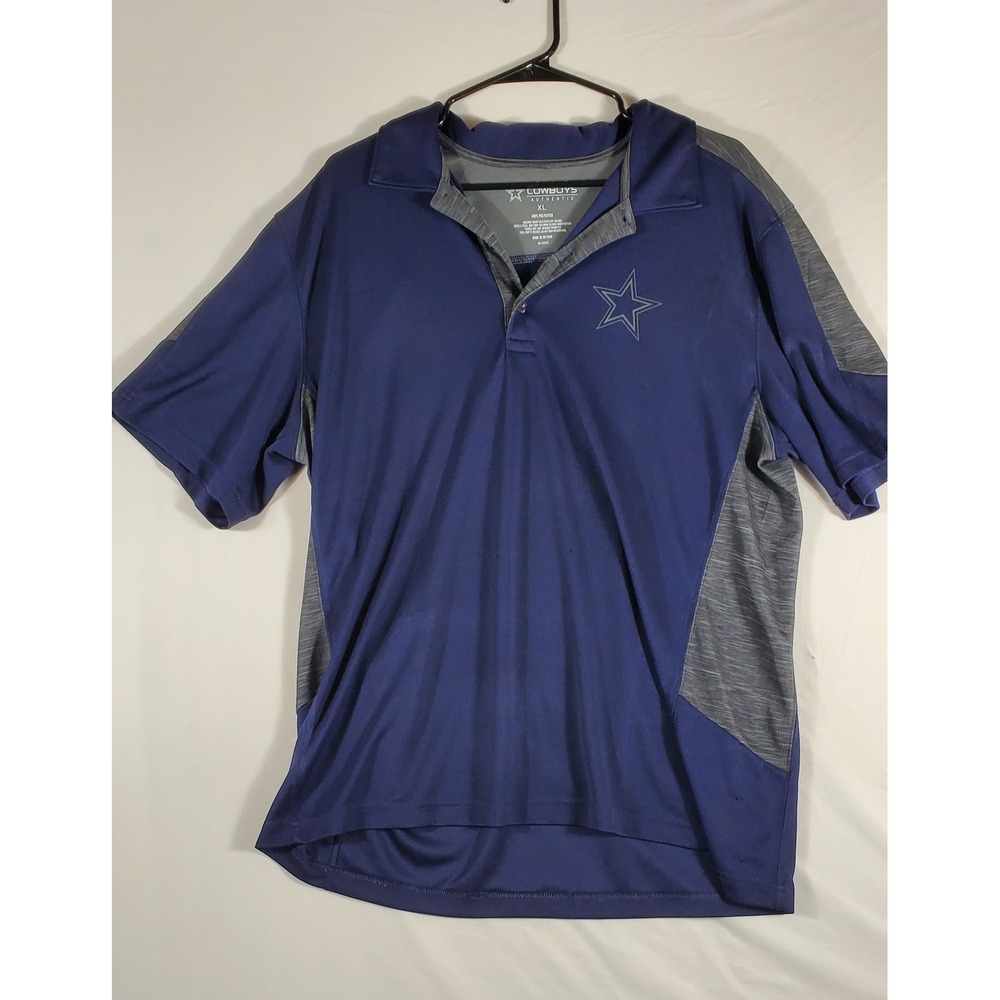 Dallas Cowboys Authentic Men's XL Navy Gray Polo Shirt NFL Star‎ Logo
